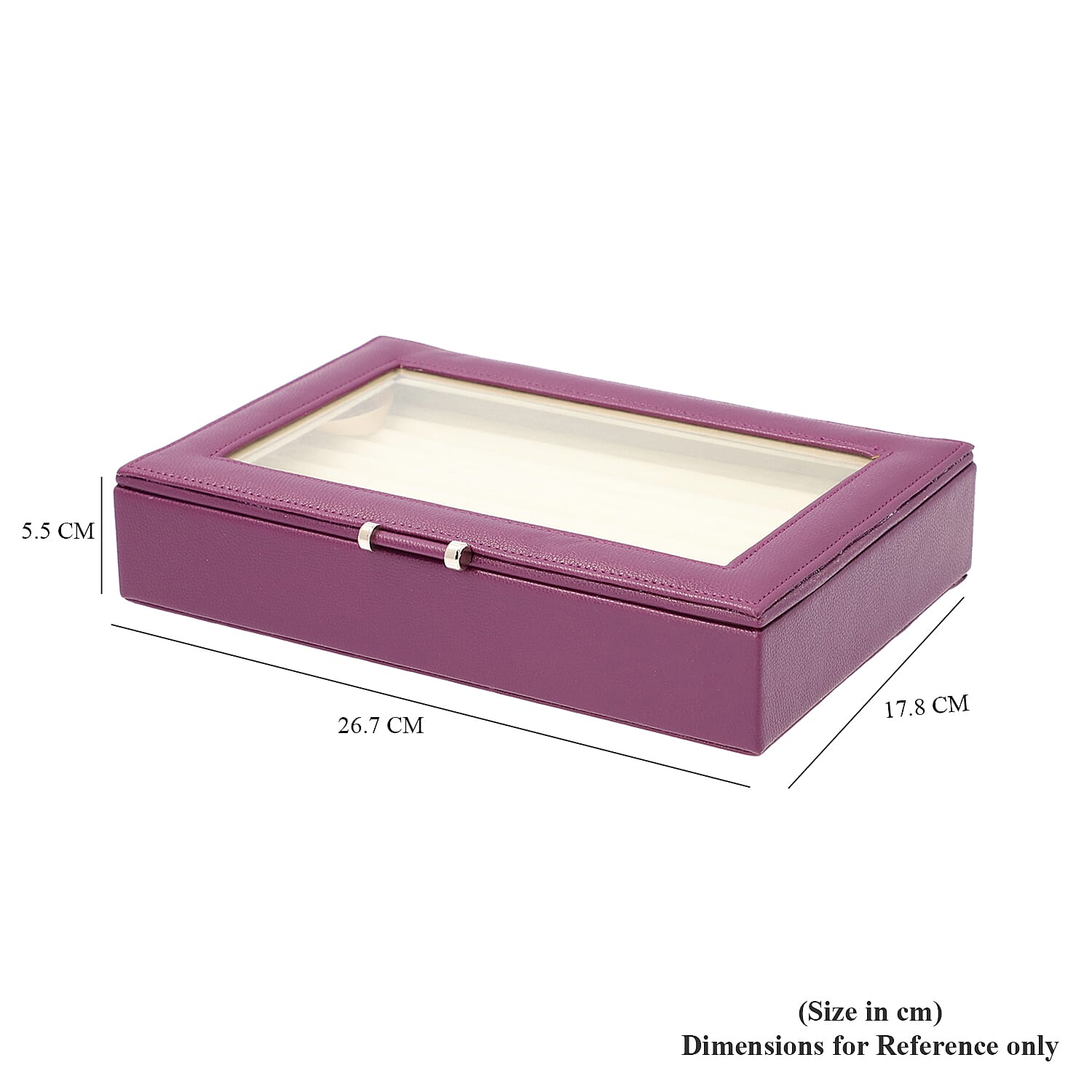 Stylish Ring Box With Glass Window & Anti Tarnish Lining (Size 10x7x2 ) - Blush (Can Hold 100Pcs)