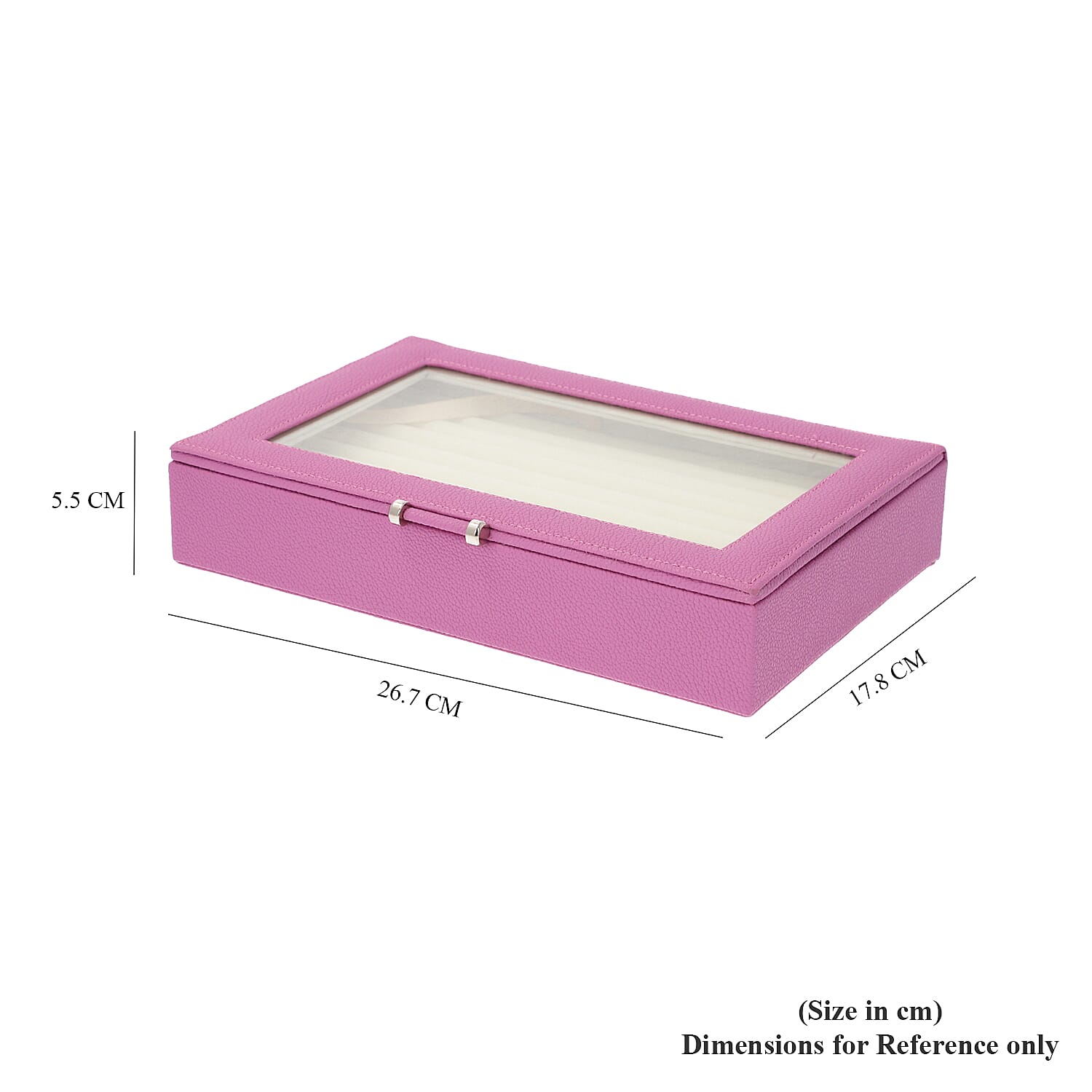 Stylish Ring Box With Glass Window & Anti Tarnish Lining (Size 10x7x2 ) - Blush (Can Hold 100Pcs)
