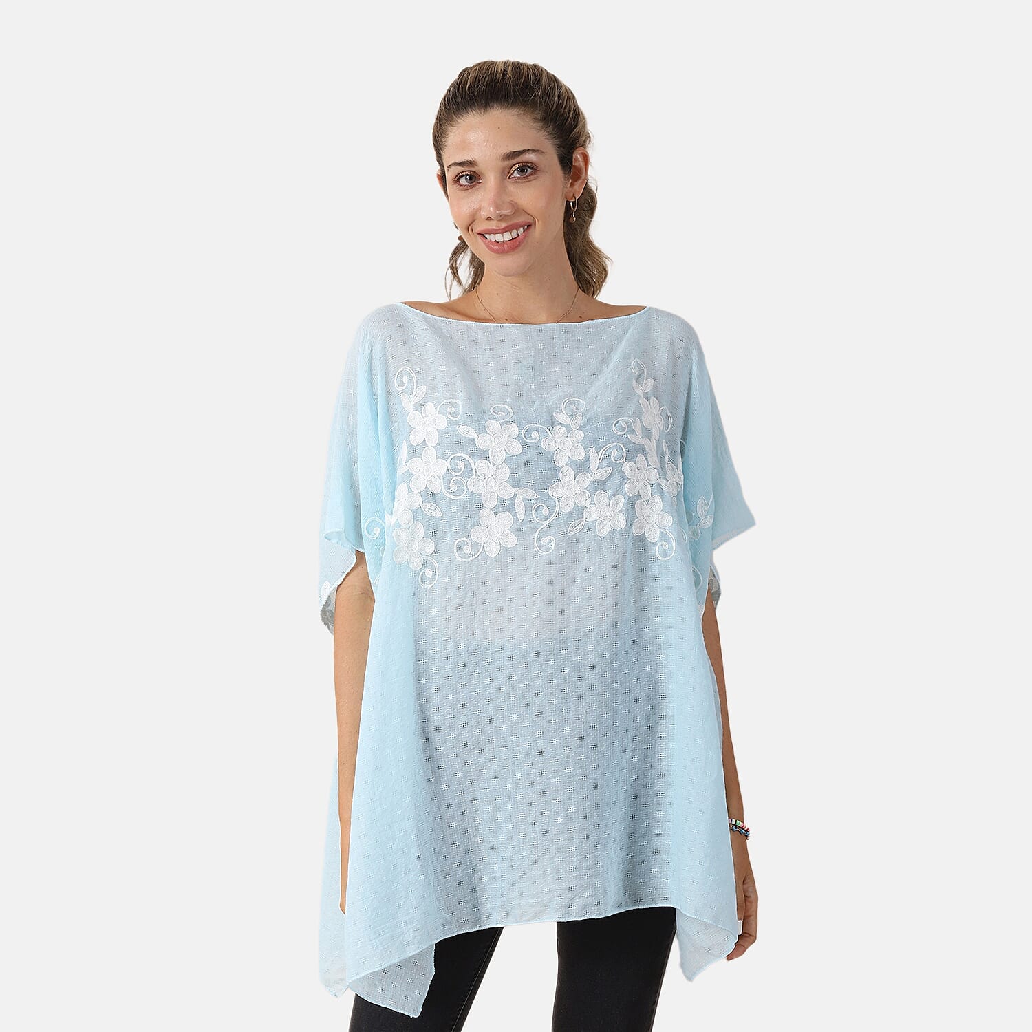 T-shirt with Embroidery - Light Blue