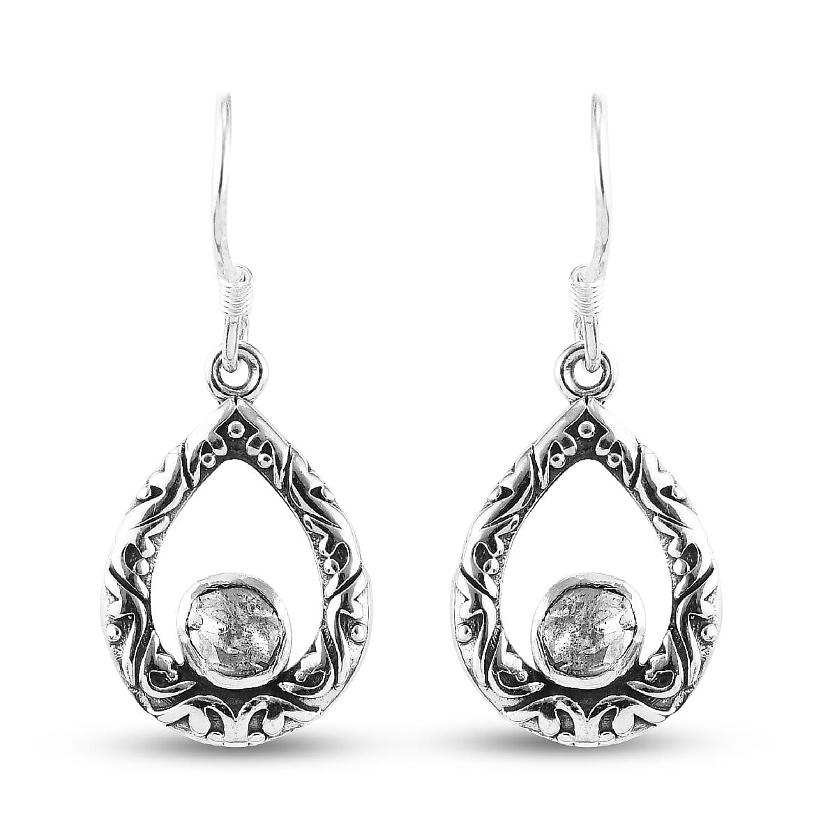 Artisan Crafted Polki Diamond Earrings in Platinum Overlay Sterling Silver 2.00 Ct.