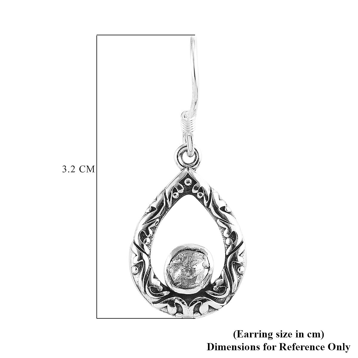 Artisan Crafted Polki Diamond Earrings in Platinum Overlay Sterling Silver 2.00 Ct.