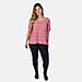 SUGARCRISP Pink and Multi Colour Stripe Cap Sleeve Top (Size S)