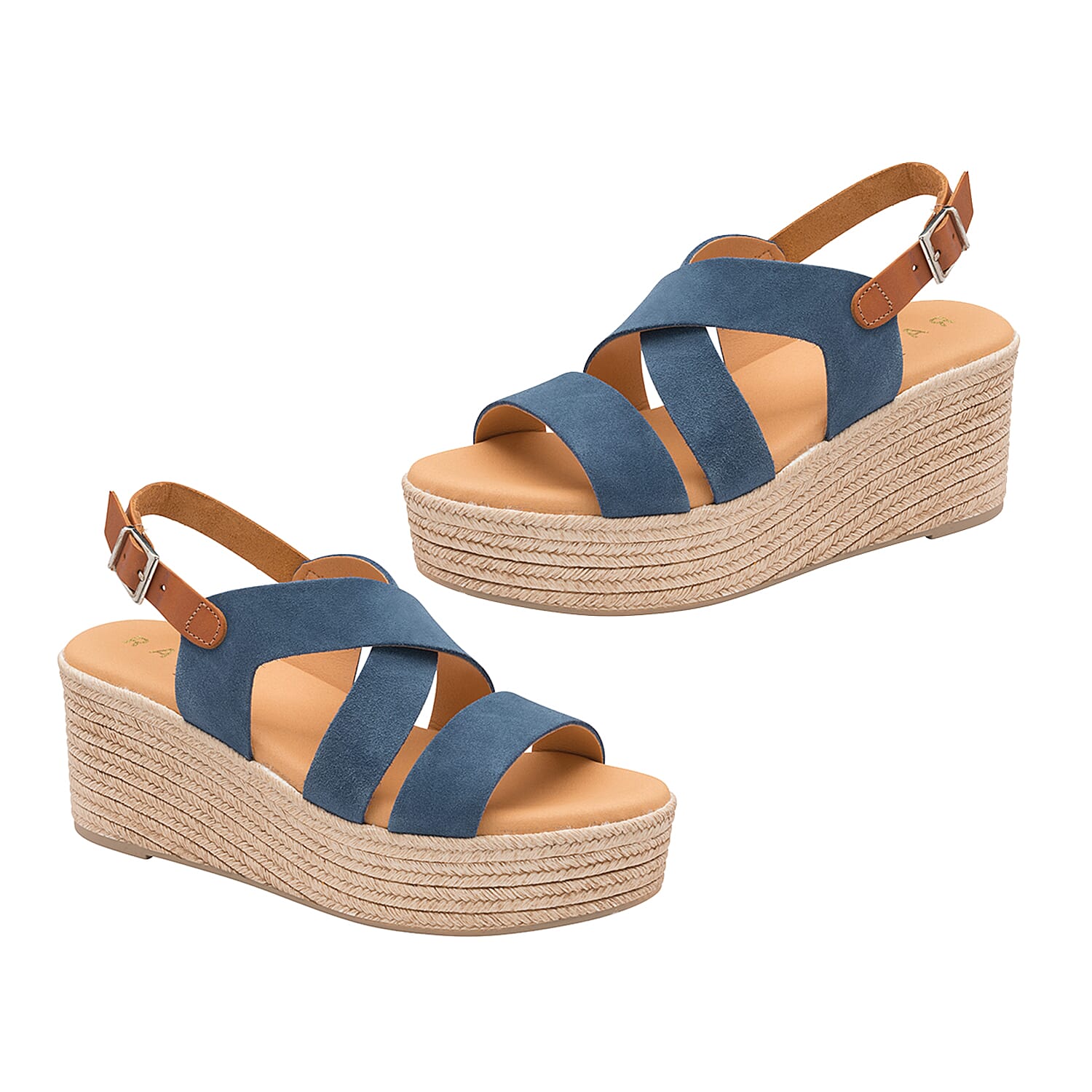 Ravel Wilga Suede Wedge Sandals in Navy (Size 3)