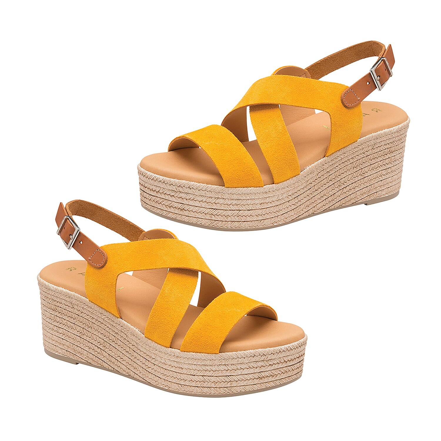 Ravel Wilga Suede Wedge Sandals in Yellow (Size 7)