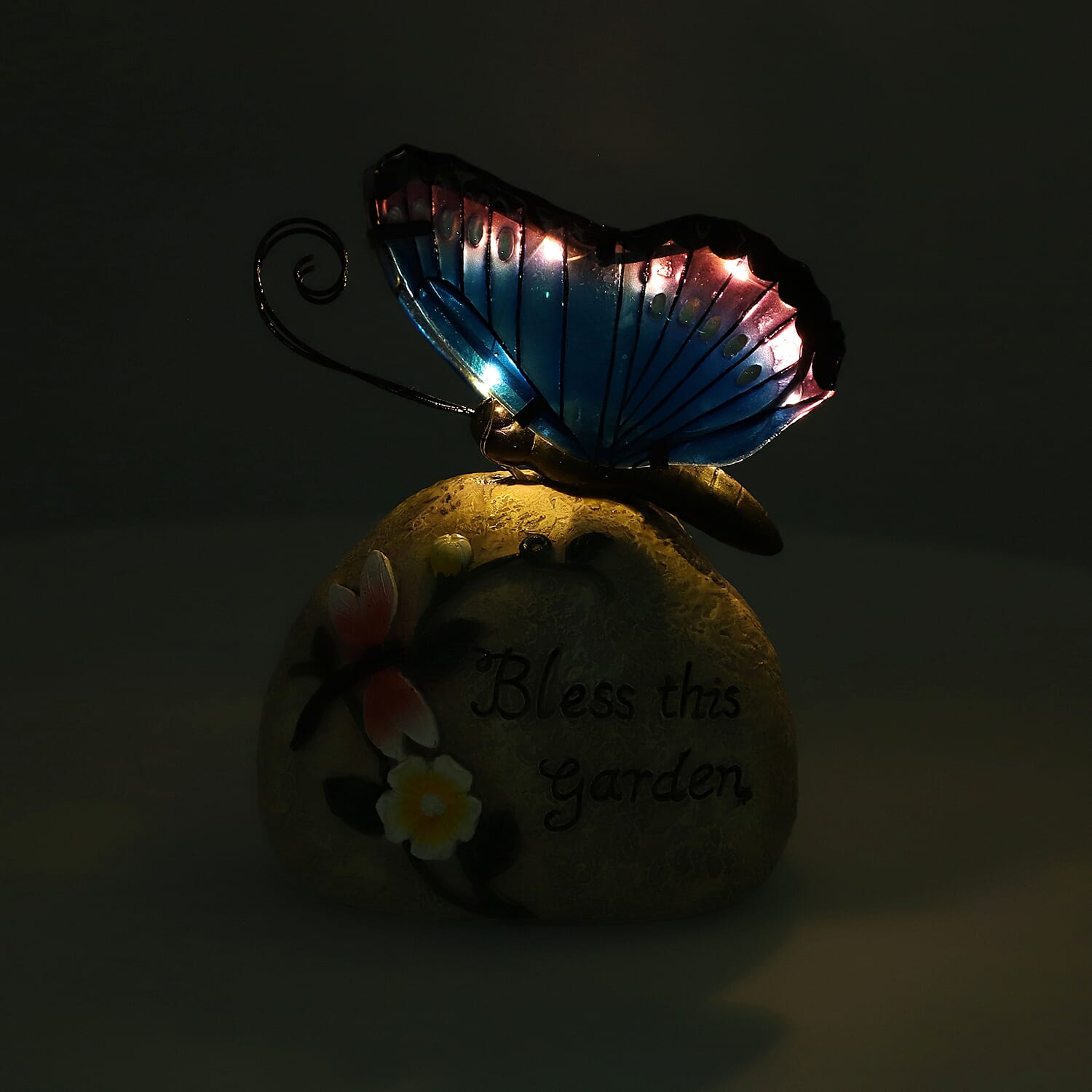 Garden Decorative Butterfly Resin Solar Lamp (Size:16x10x20Cm) - Blue and Purple