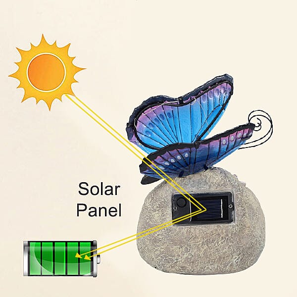 Garden Decorative Butterfly Resin Solar Lamp (Size:16x10x20Cm) - Blue and Purple