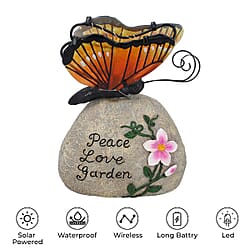 Garden Decorative Buttery Resin Solar Lamp (Size:16x10x20Cm) - Yellow and Orange