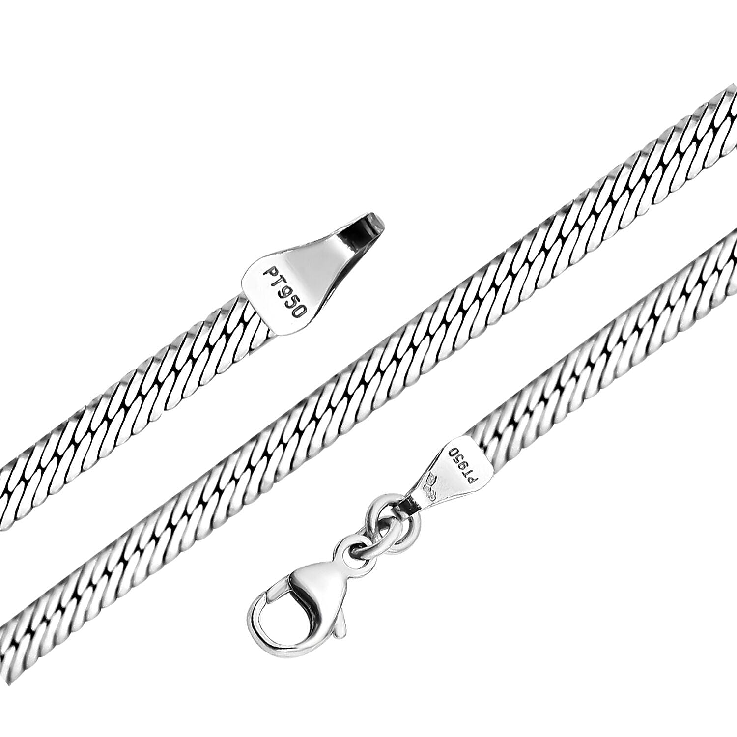 950 Platinum Flat Snake Chain (Size 16) with Lobster Clasp, Platinum wt. 10.20 Gms