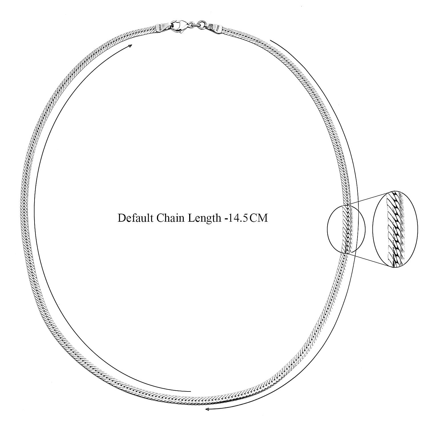 950 Platinum Flat Snake Chain (Size 16) with Lobster Clasp, Platinum wt. 10.20 Gms