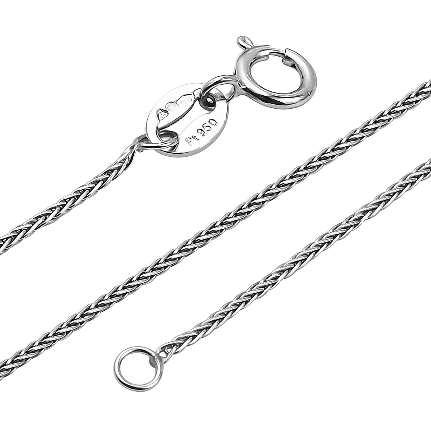 Italian Closeout - 950 Platinum Spiga Necklace (Size -16 ) With Spring Ring Clasp
