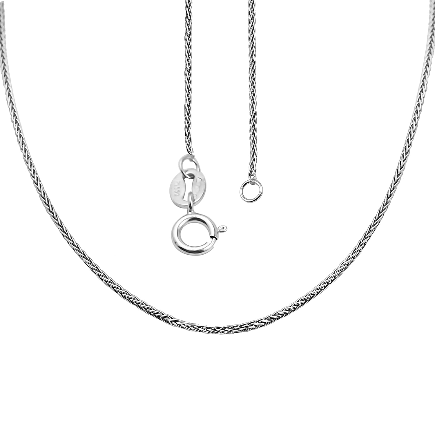 Italian Closeout - 950 Platinum Spiga Necklace (Size -16 ) With Spring Ring Clasp