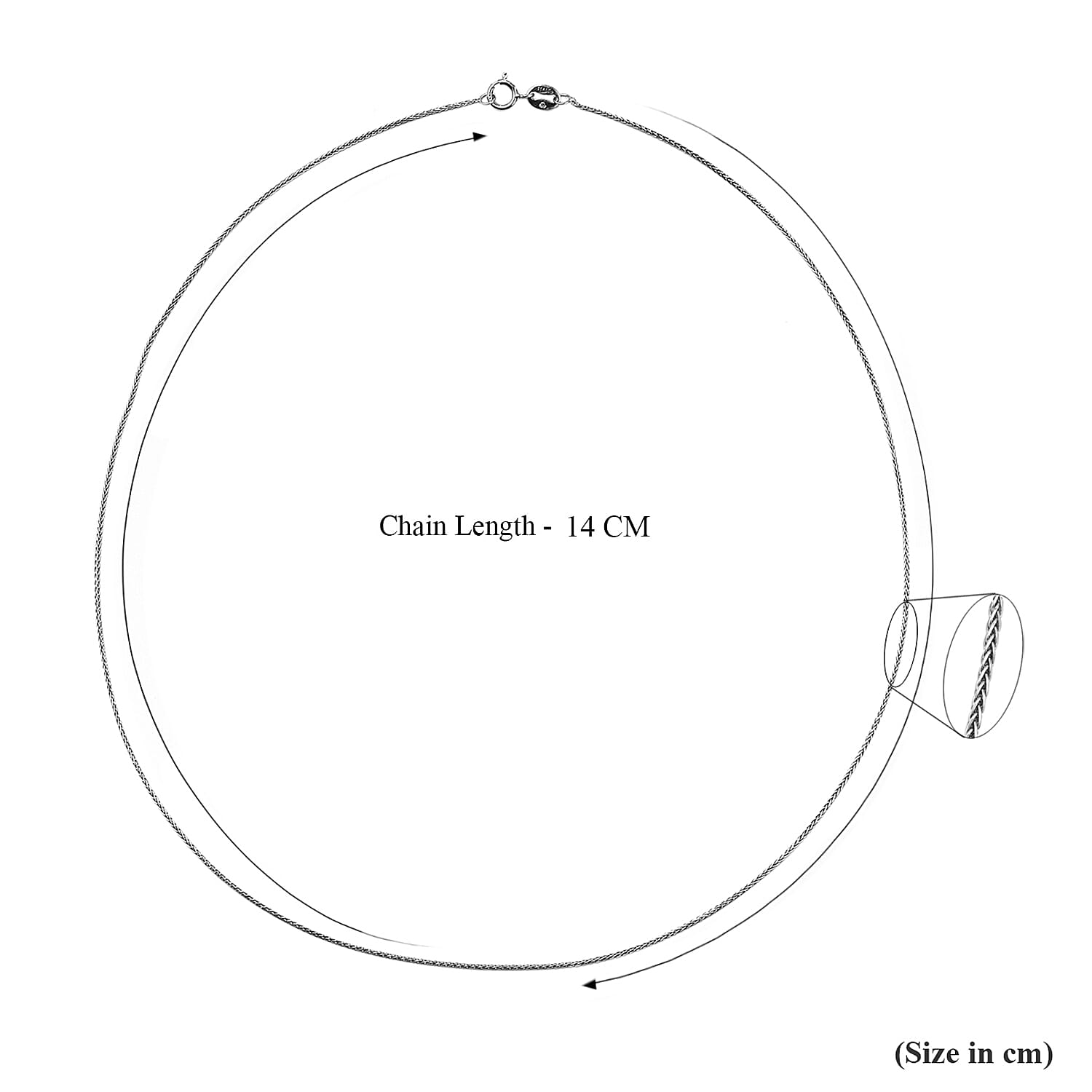 Italian Closeout - 950 Platinum Spiga Necklace (Size -16 ) With Spring Ring Clasp