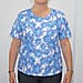 Aura Boutique Printed Short Sleeve Top (Size L) - White & Blue