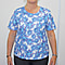 Aura Boutique Printed Short Sleeve Top (Size L) - White & Blue