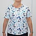 Aura Boutique Printed Short Sleeve Top (Size L) - White & Grey