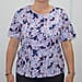 Aura Boutique Printed Short Sleeve Top (Size L) - Navy