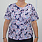 Aura Boutique Printed Short Sleeve Top (Size L) - Navy
