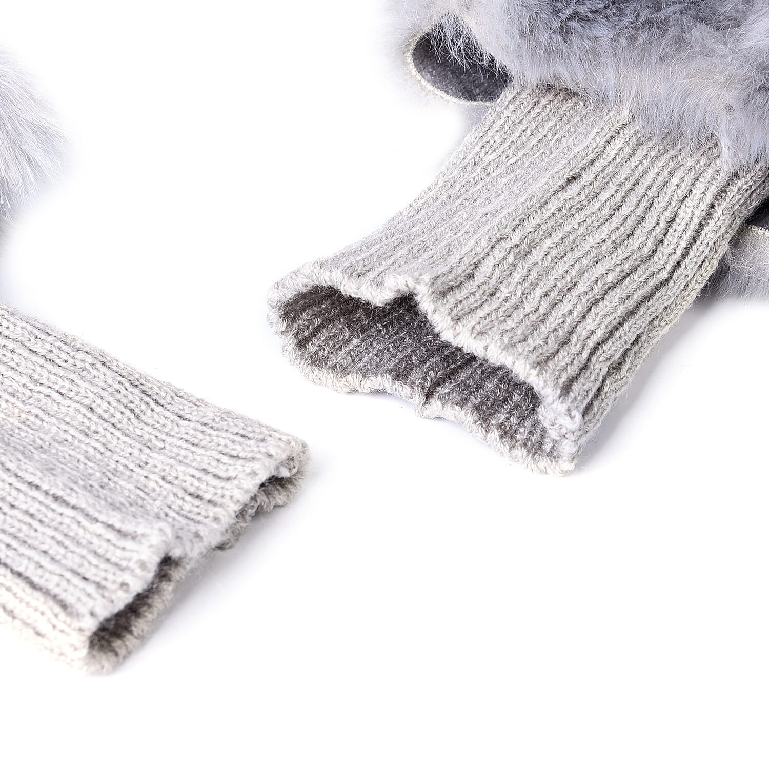Pair of Crochet Faux Fur Knit Boot Toppers (Size 17x15Cm) - Light Grey