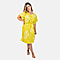 LA MAREY Bali Collection 100% Rayon Leaves Pattern Women Dress - Yellow and Cream