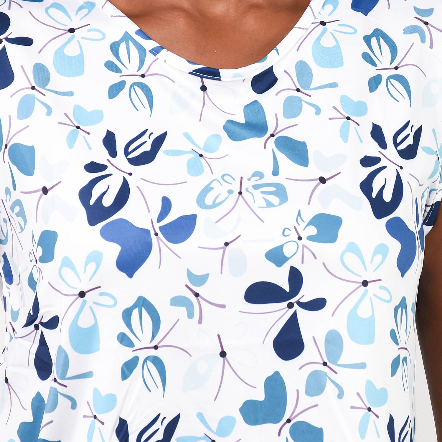 Aura Boutique Printed Sleeveless Top (Size S) - White & Blue