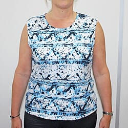 Aura Boutique Printed Sleeveless Top (Size S) - White & Navy