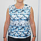 Aura Boutique Printed Sleeveless Top (Size S) - White & Navy