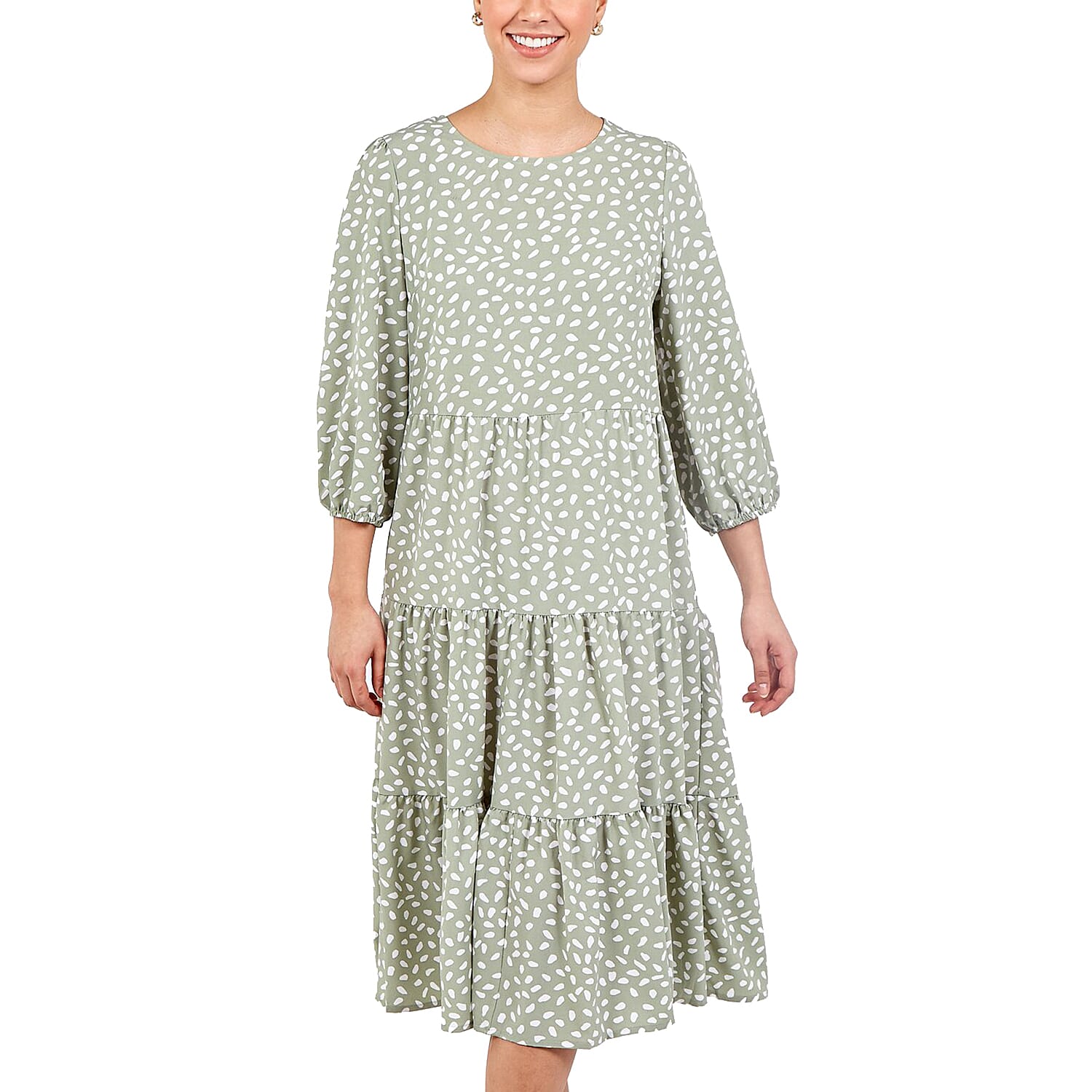 NOVA of London Panelled Smock Dress in Sage (Size 8)