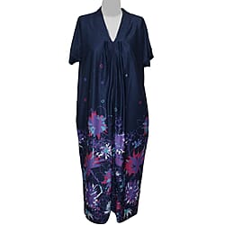 OTO- AURA BOUTIQUE Floral Zip Kaftan - Navy
