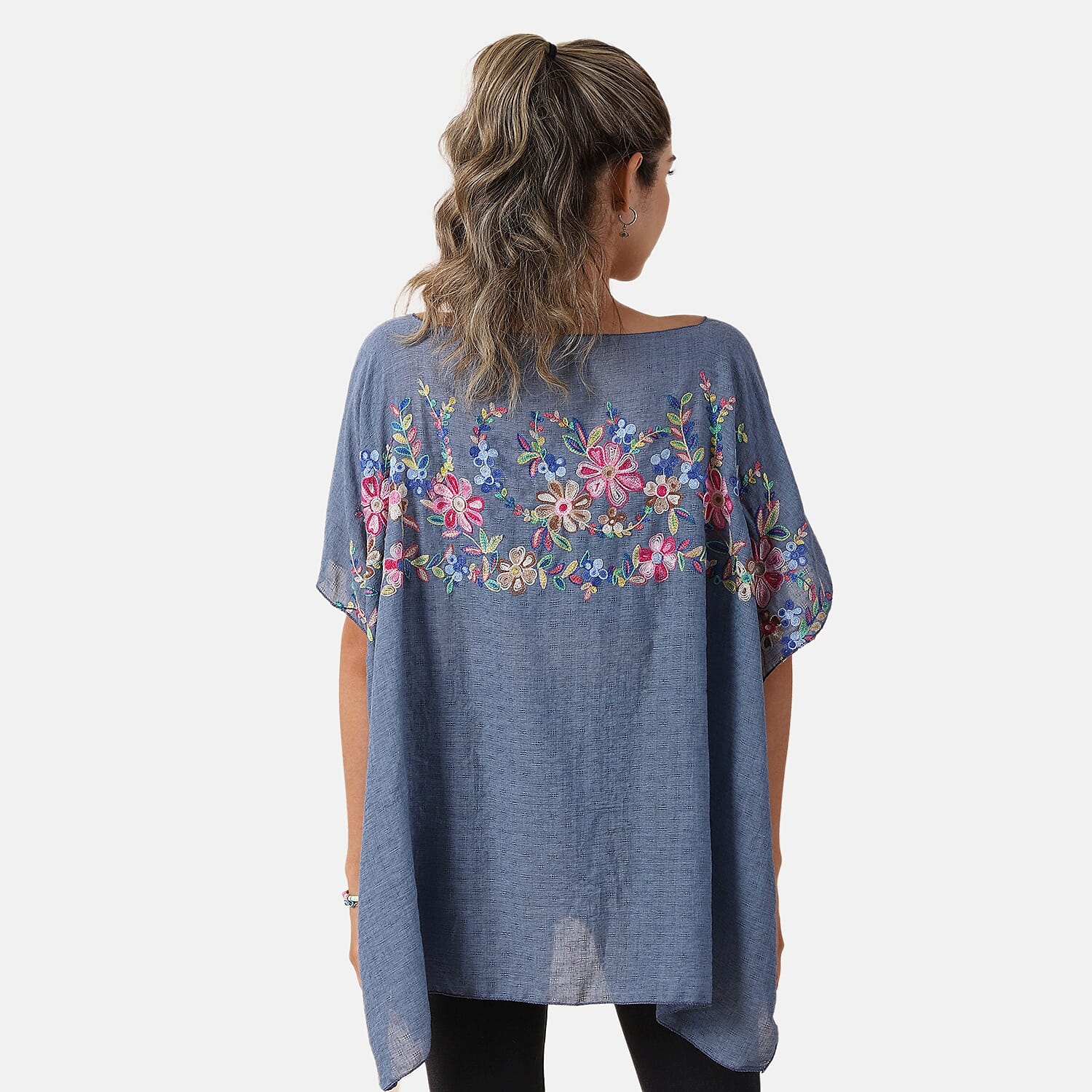 T-shirt with Embroidery - Dark Blue