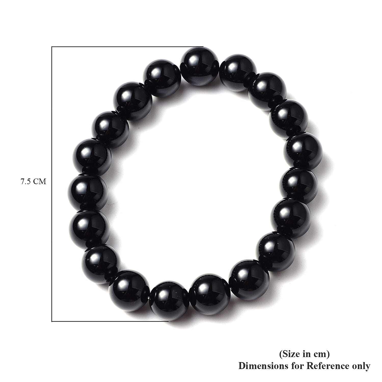 Black Agate Beads Stretchable Bracelet (Size 6.75)