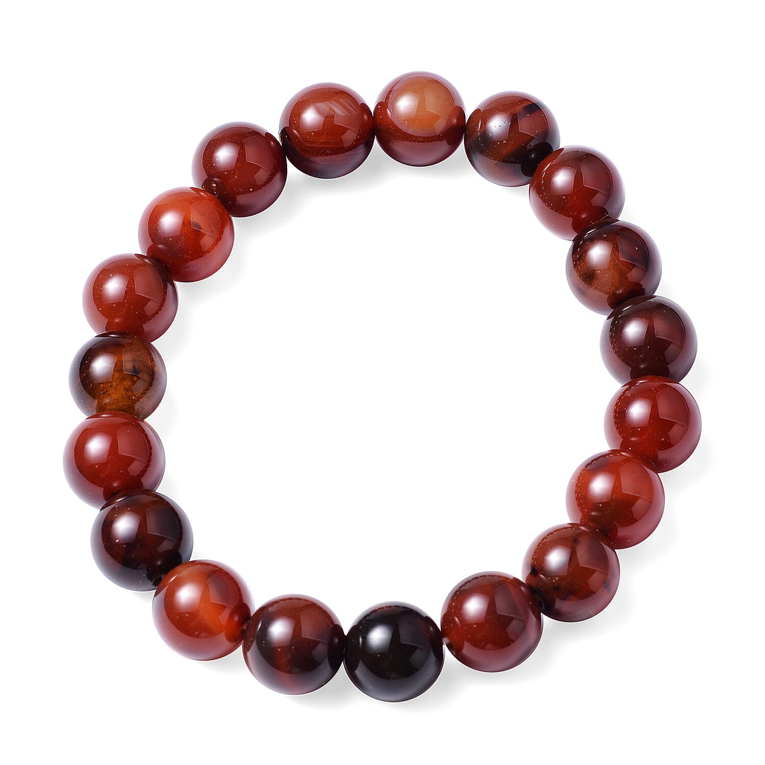 Multi Agate Beads Stretchable Bracelet (Size 6.75)