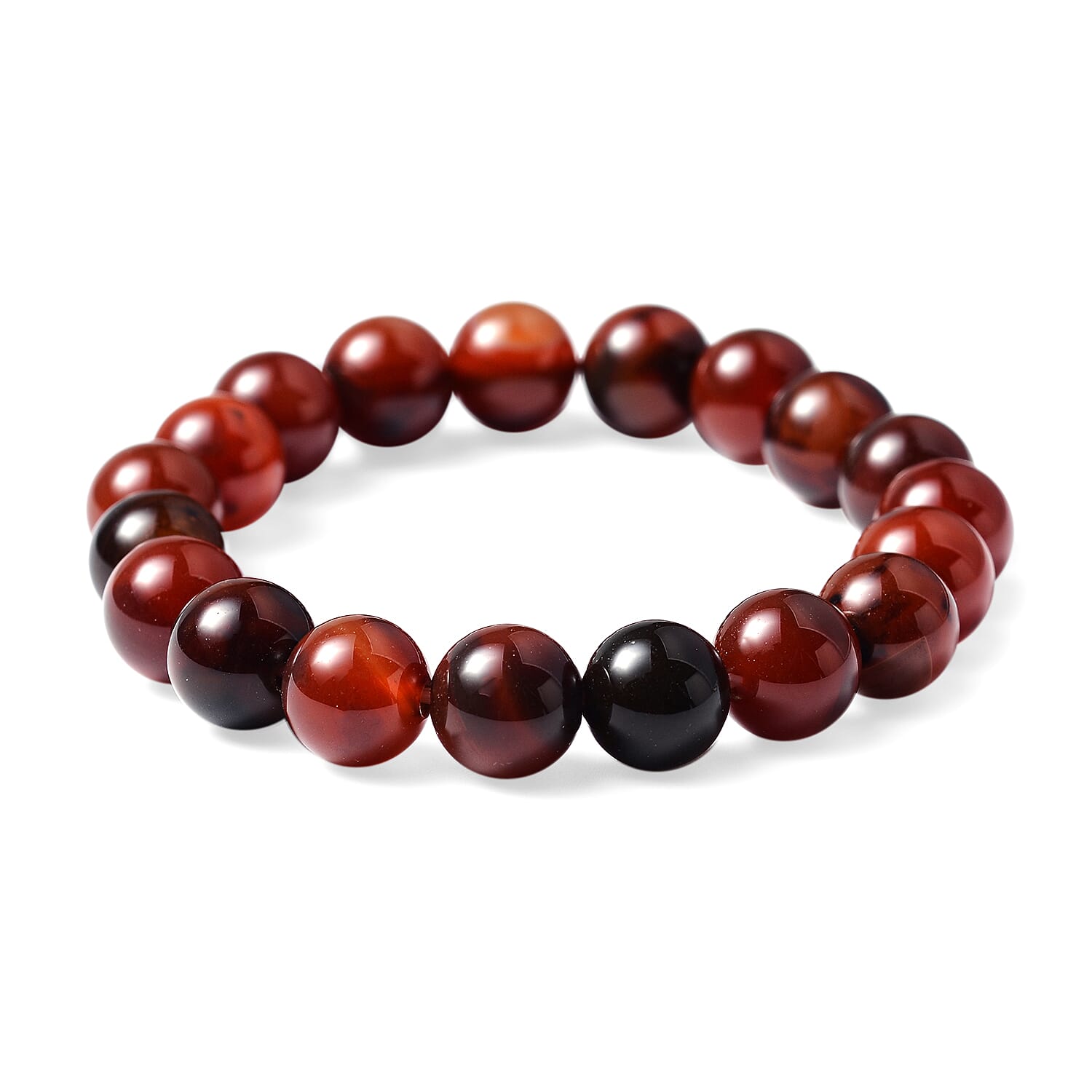 Multi Agate Beads Stretchable Bracelet (Size 6.75)