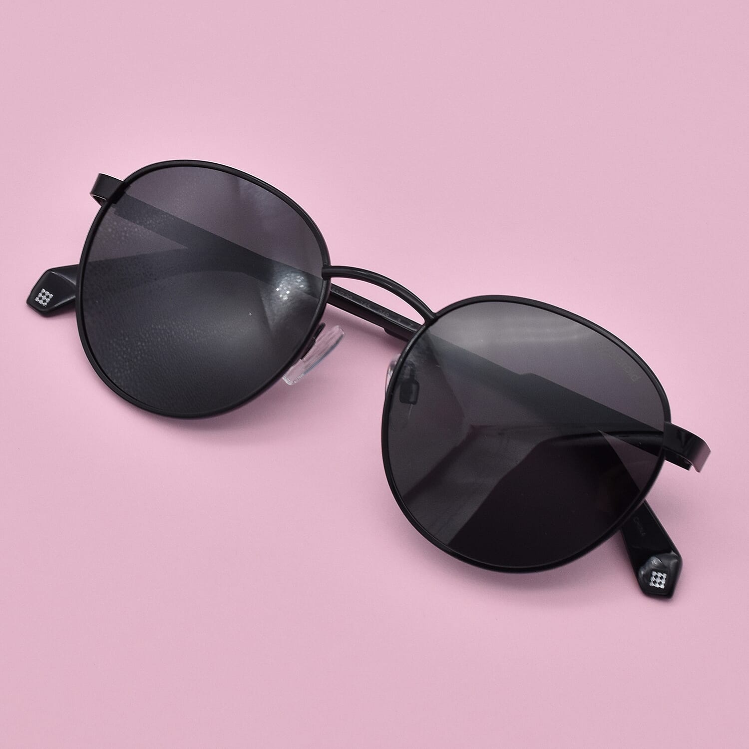 Polaroid x Love Island Retro Panto Black Sunglasses with Black Lenses