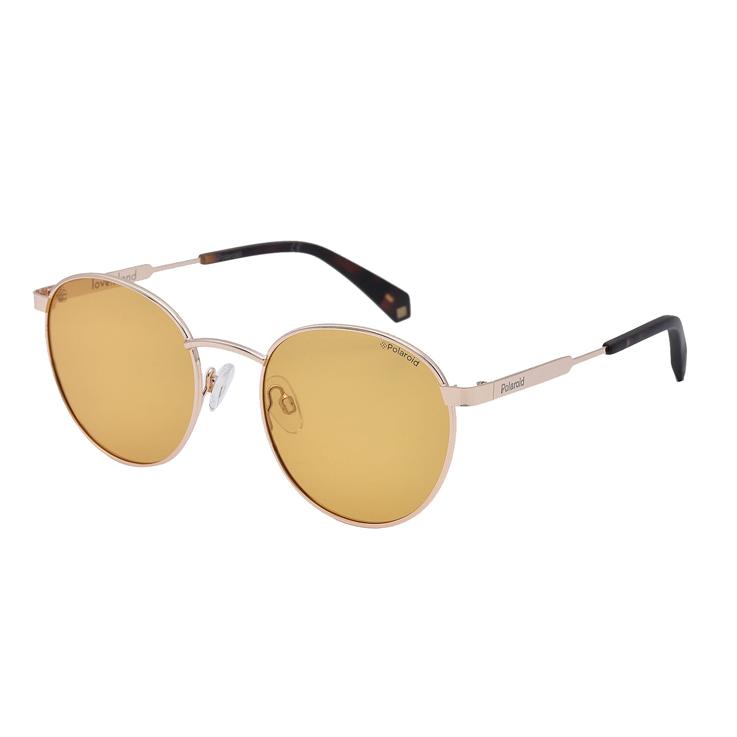 Polaroid Retro Panto Gold Tone Sunglasses with Orange Lenses