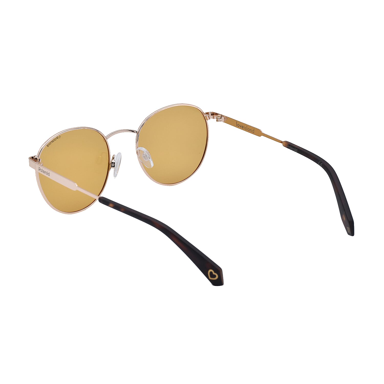 Polaroid Retro Panto Gold Tone Sunglasses with Orange Lenses