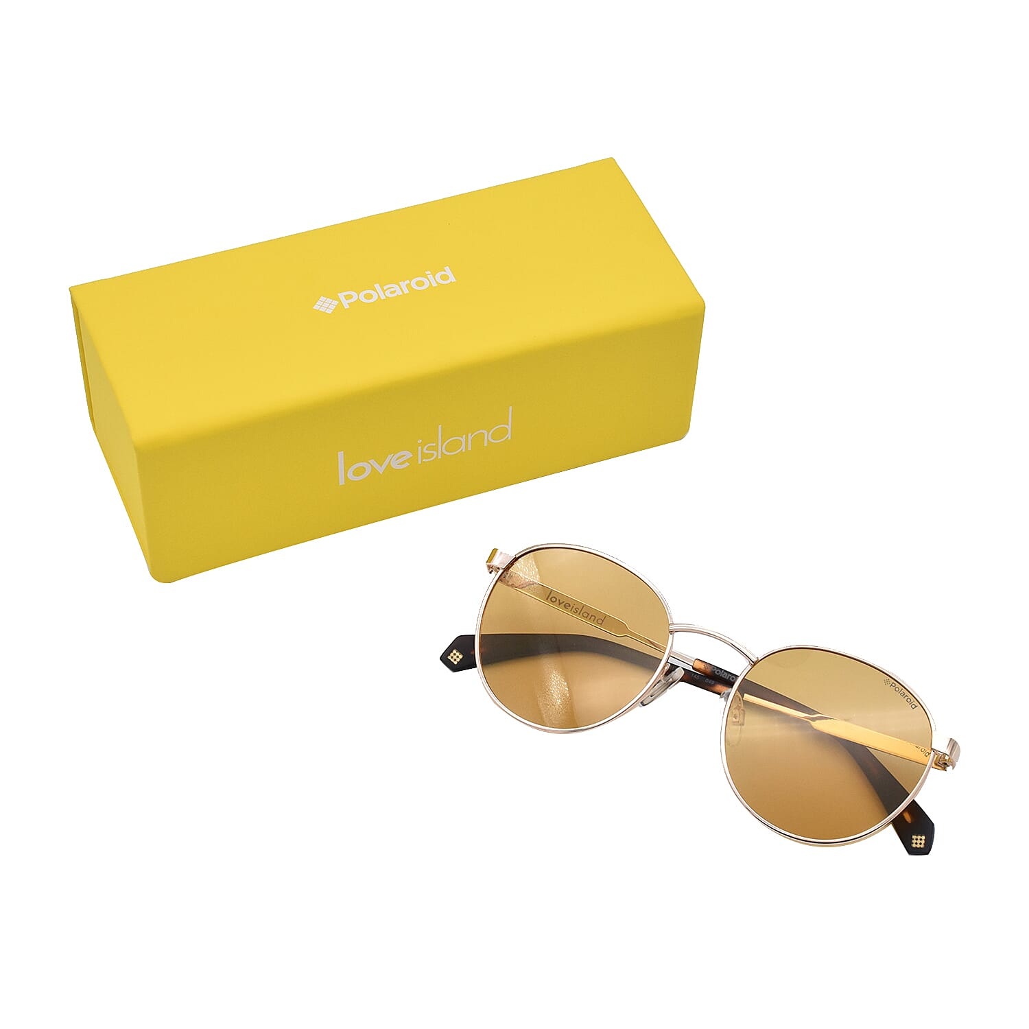 Polaroid Retro Panto Gold Tone Sunglasses with Orange Lenses