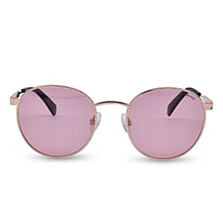 Polaroid Retro Panto Gold Tone Sunglasses with Pink Lenses