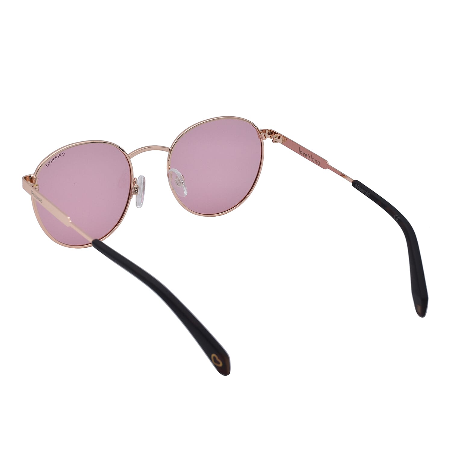 Polaroid x Love Island Retro Panto Gold Tone Sunglasses with Pink Lenses
