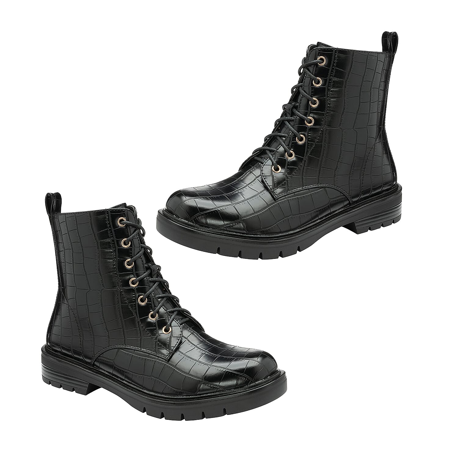 RAVEL Zelda Croc Pattern Ankle Boot (Size 3) - Black