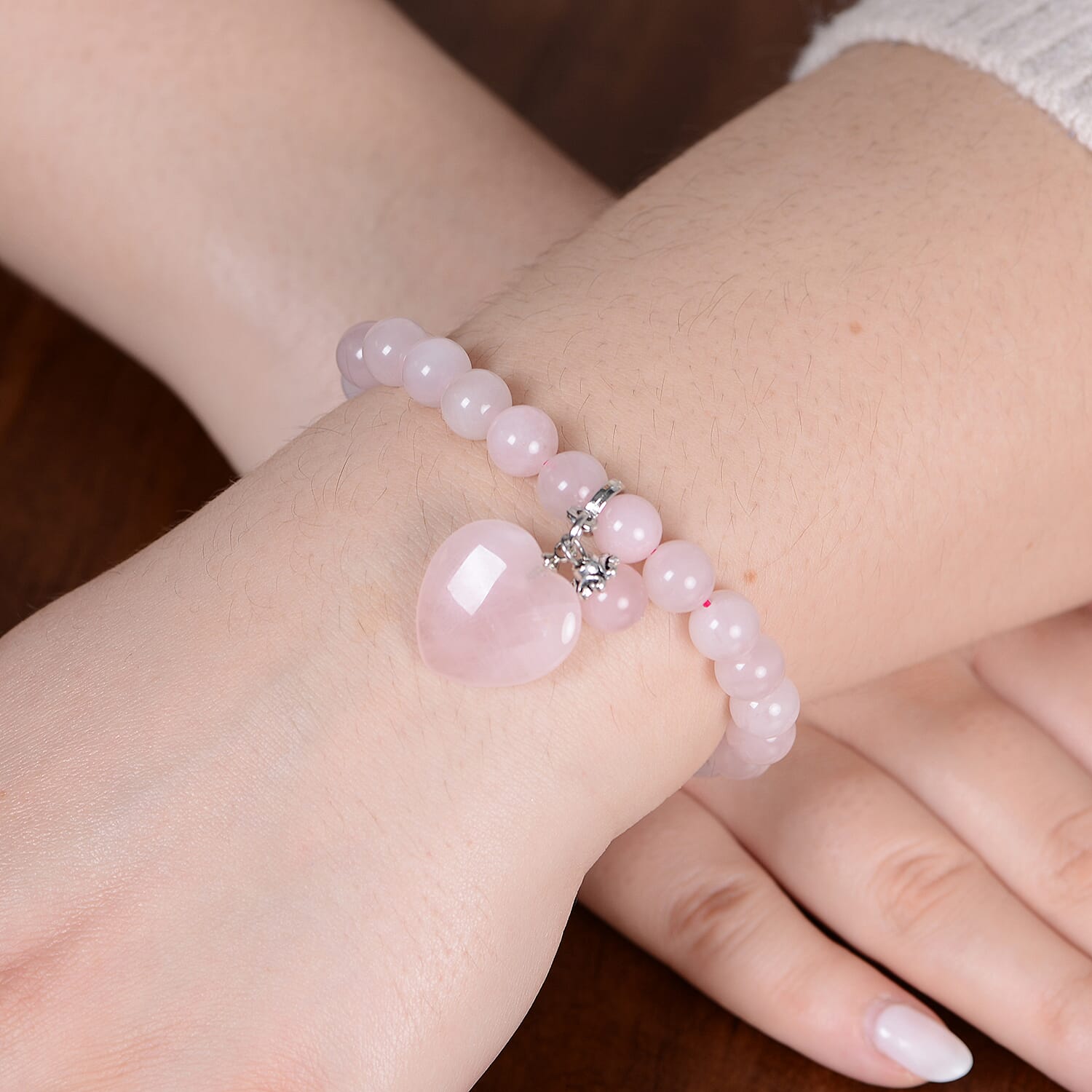 Rose Quartz Bracelet (Size - 7) 116.50 Ct.