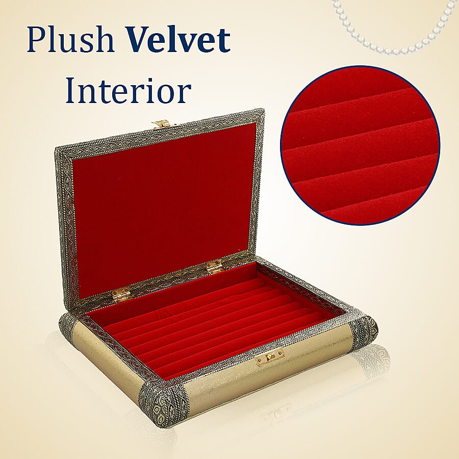 Handcrafted Ring Storage Box (Size 25x19x5 cm) - Gold