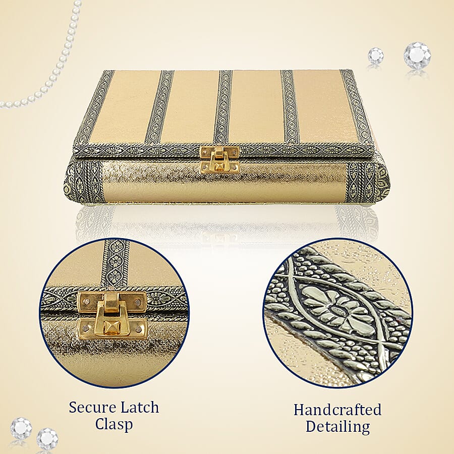 Handcrafted Ring Storage Box (Size 25x19x5 cm) - Gold