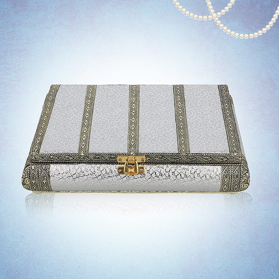 Handcrafted Ring Storage Box (Size 25x19x5 cm) - Silver