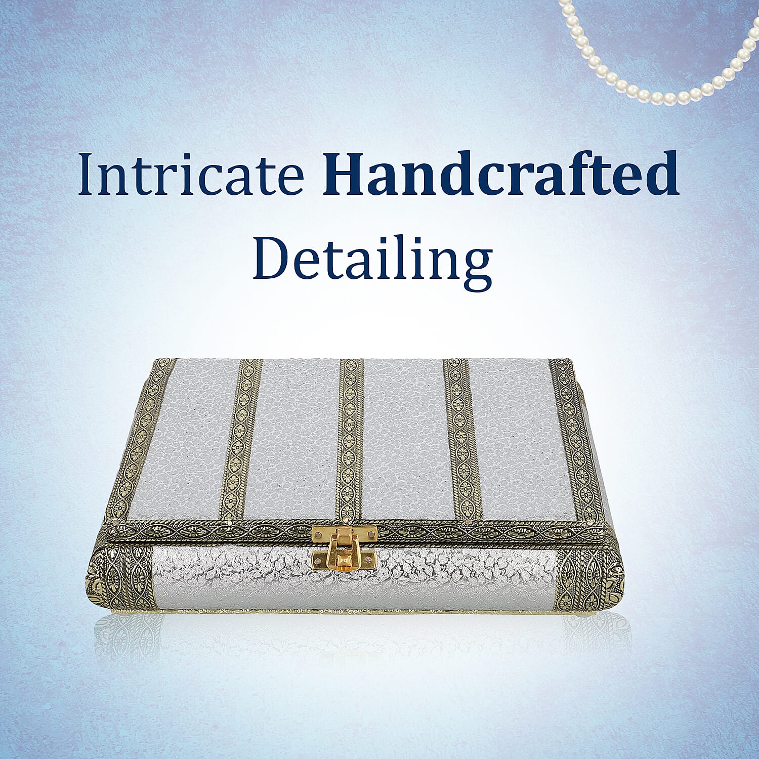 Handcrafted Ring Storage Box (Size 25x19x5 cm) - Silver