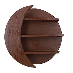 Wooden Wall Jewellery Organiser in Sun & Moon Shape - Cader Brown