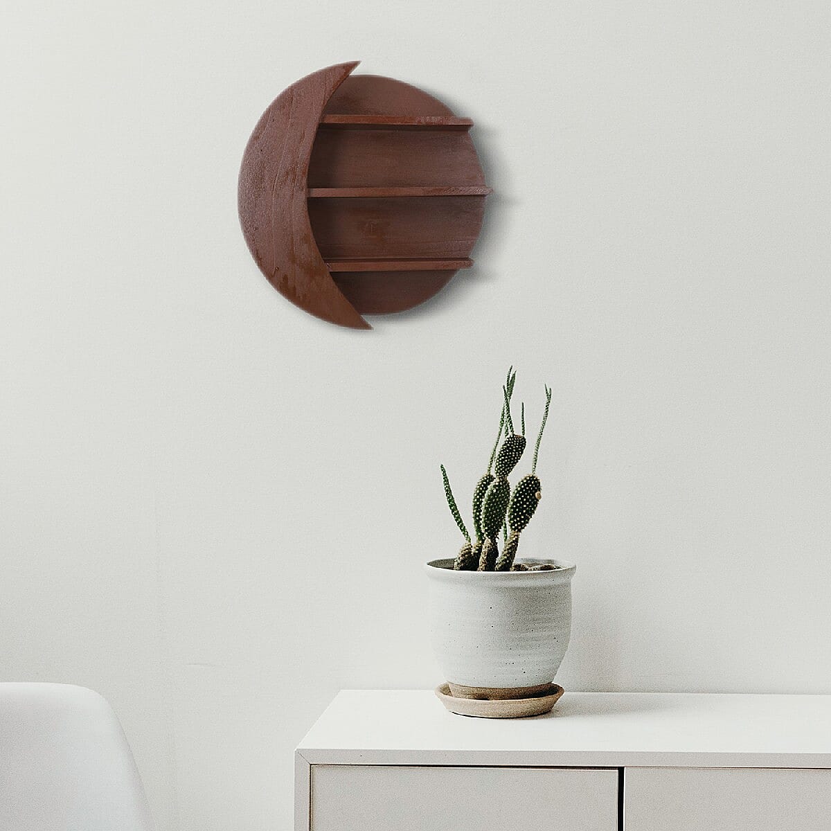 Wooden Wall Jewellery Organiser in Sun & Moon Shape - Cader Brown