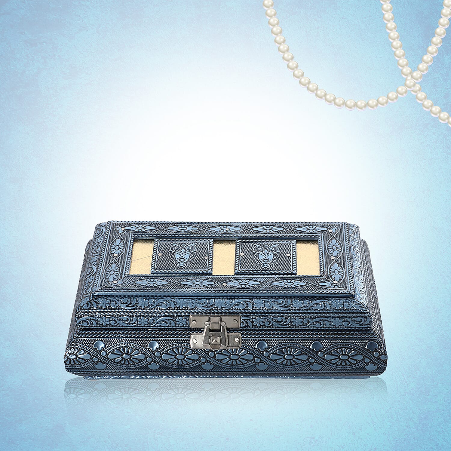 Handcrafted Ring Storage Box (Size 19.7x12x4.7 cm) - Blue