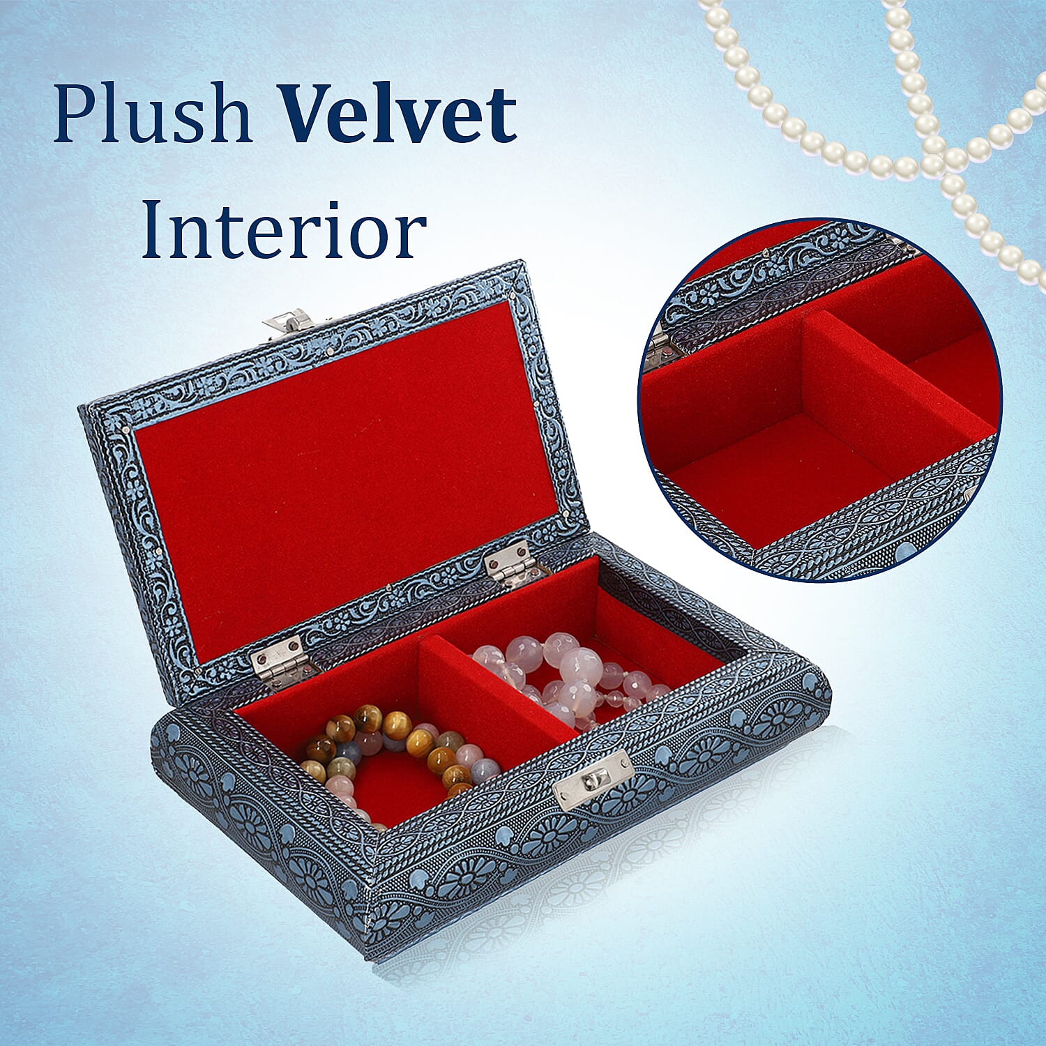 Handcrafted Ring Storage Box (Size 19.7x12x4.7 cm) - Blue