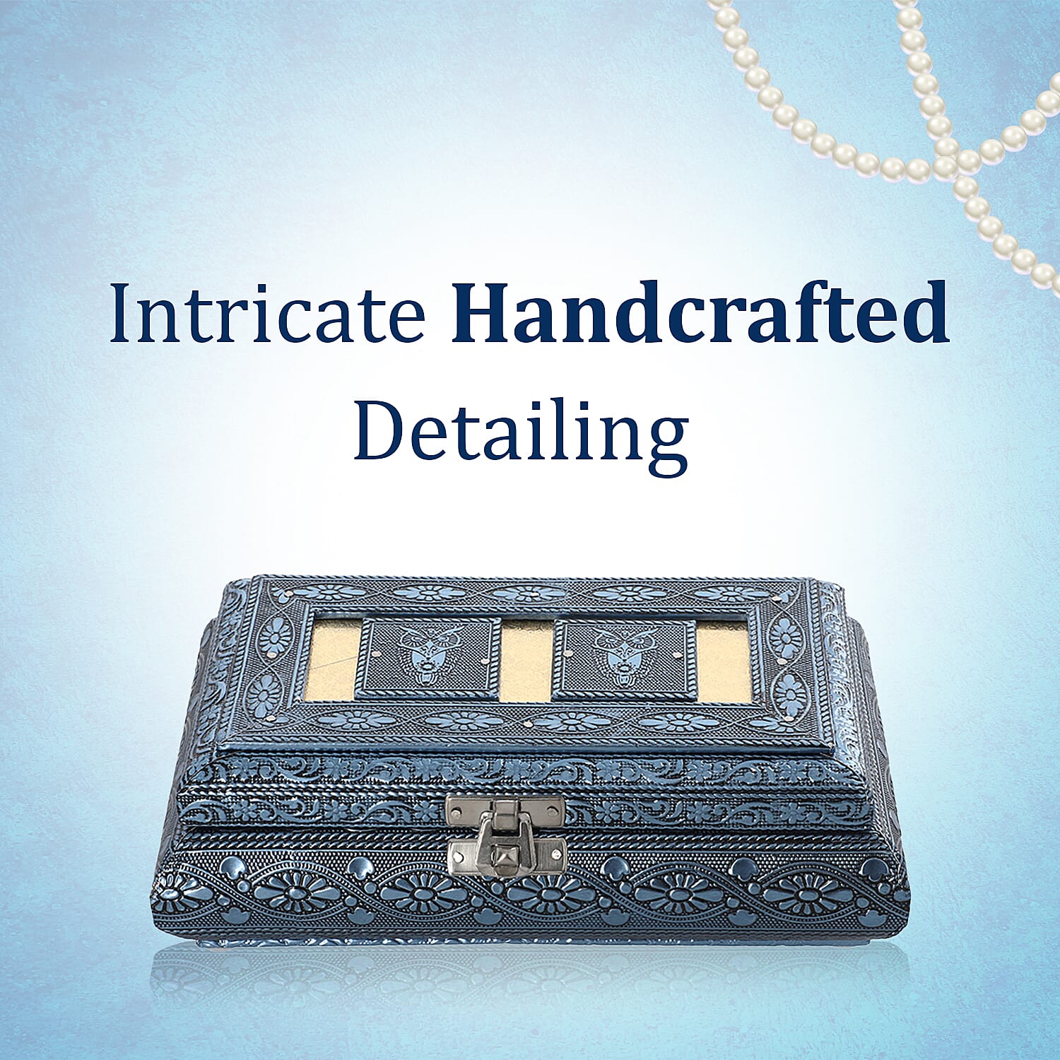 Handcrafted Ring Storage Box (Size 19.7x12x4.7 cm) - Blue