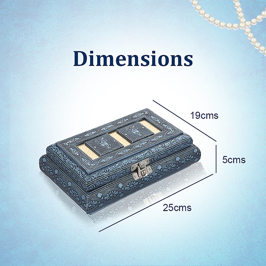 Handcrafted Ring Storage Box (Size 19.7x12x4.7 cm) - Blue